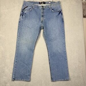 ARIAT Rebar M4  Mens Relaxed Bootcut Jeans Blue Denim‎ Size 42x32